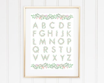 Floral Alphabet / ABC print - Nursery art