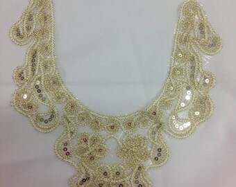 Gold blouse collar with sequins