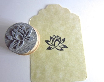 Timbre en caoutchouc Lotus pour étiquettes cadeau, paquet estampage, fabrication de bijoux, argile estampage et plus Y001