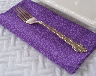 Dinner Napkins, Purple Swirls, Purple Napkins, Lavender Napkins, Fabric Napkins, Cloth Napkins, Spring Napkins, Easter Napkins, Passover