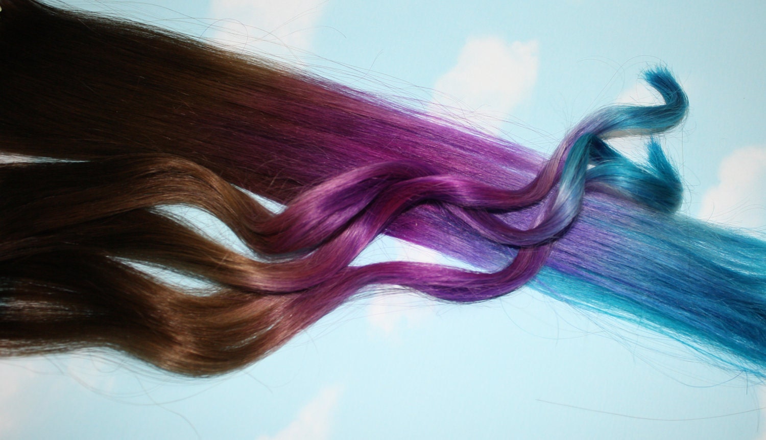 Purple Blue Tie Dye Hair Tips Purple Turquoise Human