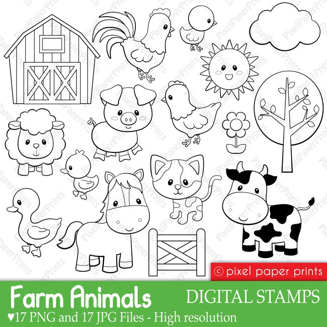 Farm Animals Digital Stamps