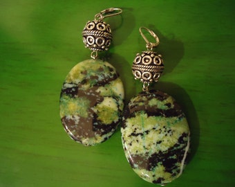 RESERVED Angie Boho Inspired One of a Kind Forest Green In Fantasy Drop Earrings