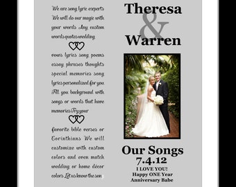 Custom art lyrics  vows favorite song  Personalized Artwork