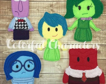 Inside out finger puppets set, felt toys, pretend play, quiet play, made to order, interactive toys, therapy, preschool