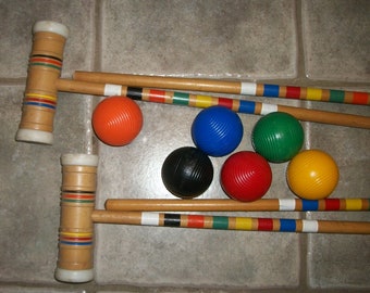 Vintage Croquet Mallets and Balls