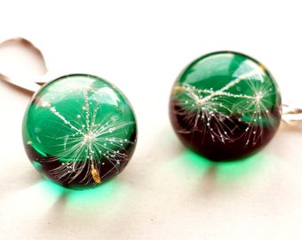 resin jewellery earrings andelion resin handmade