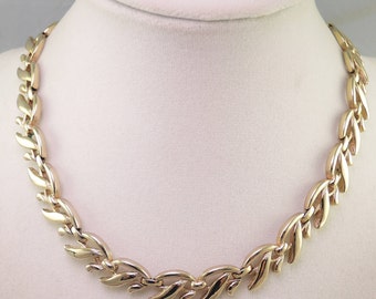 Signed Monet Gold Tone Vine Necklace 1955-60s