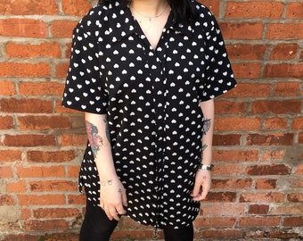 Vintage 90s Heart Print Blouse