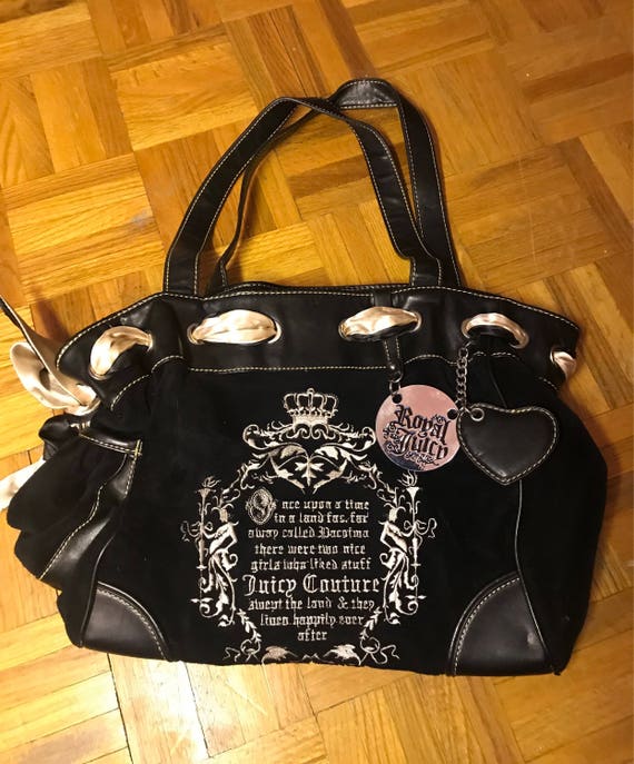 Rare Juicy Couture Black Velour Happily Ever After Bag