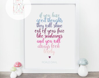 Roald Dahl Quote Print - Roald Dahl print - Nursery decor - baby gift - Wall Art - Motivational Art - kids prints - Nursery wall art