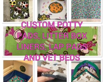 SALE 10 PERCENT OFF Custom Litterbox Liners, Potty Pads, Lap Pads, Vet Beds for Hedgehogs, Guinea Pigs, Chinchillas, Ferrets, Rabbits, and o