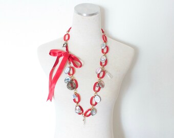 Clearance Sale Alice in Wonderland Charm Statement Necklace