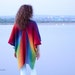 Vibrant color poncho Brilliant color Rainbow poncho Wool poncho Brightly colored knitted poncho Plus size poncho Boho poncho Oversize poncho