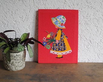 Children's room picture, 70s fabric collage