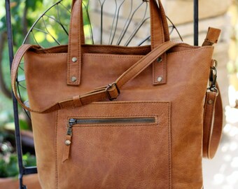 Tote bag, italian leather handbag, leather tote, brown tote, shoulder bag, shopper bag, crossbody bag, tote with zipper, messenger bag T1