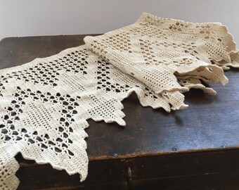 Swedish vintage crochet valance Off white crochet valance Handmade Window valance Window curtain