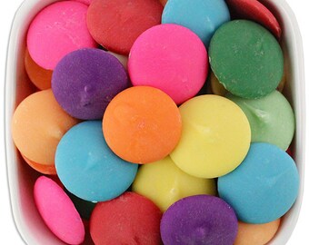 Rainbow 16 oz Merckens Confectionery Coating - Chocolate Melts 16 ounce bag Mixed Assortment 1 lb pound bag Disks