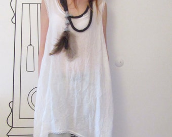 White Sleeveless Tunic Top / Loose Tunic / Minimalist Tunic Top by FabraModaStudio / TO710