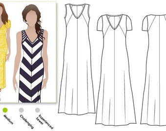 Jacinta Knit Dress Sewing Pattern - Sizes 10, 12 & 14 - Downloadable PDF Dress Pattern