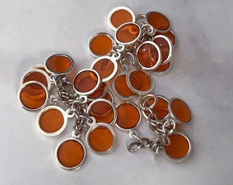 Orange Focal, Epoxy and Silver-Plated Brass, Round Cluster
