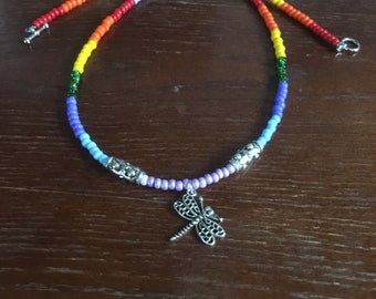 Rainbow Dragonfly Necklace