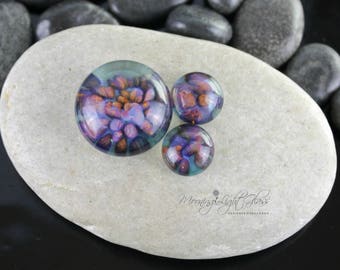 Teal Splash Set - Lampwork Glass Cabochon - 17mm - Jewelry Making Supply