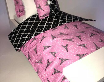18" Doll Bedding Set, Paris Doll Bedding, Made to Fit 18" Dolls Such as The American Girl Dolls