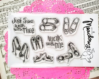 A Closer Walk Stamp Set Clear shoes walk with me hymn sneakers feet Christian Art Worship Bible Journaling Growing Meadows Tai Bender