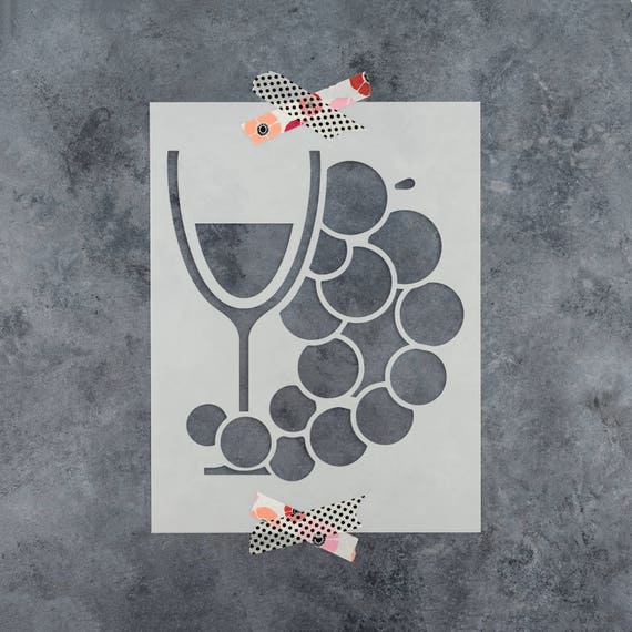 Wine Glass Grapes Stencil Reusable DIY Craft Stencil of Wine