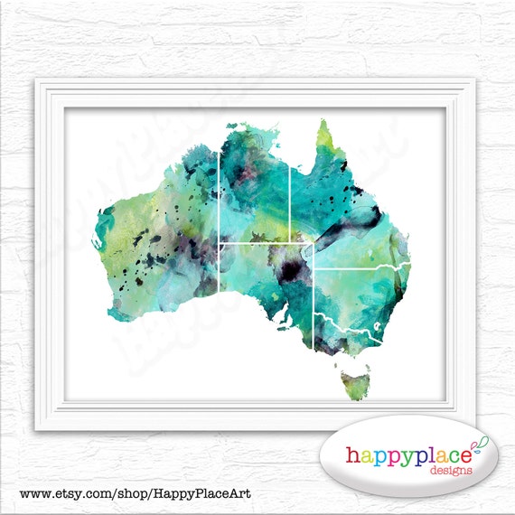 watercolour map of australia large australian map poster