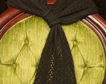 Black Lace Scarf Merino Wool Tencel