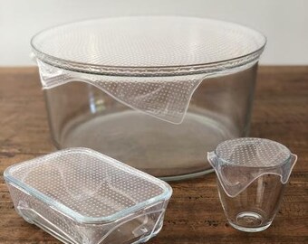 Reusable Clear Food Wrap Set - Leakproof Dishwasher Safe Completely Airtight Bpa-Free, Plastic-Free Silicone Food Wrap
