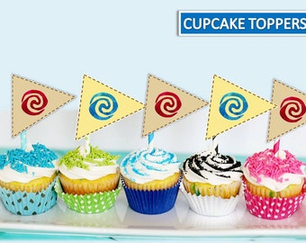 Moana Cupcake toppers sailboat, Moana party, Moana sailboat Printables, moana sailboat Cake, Instant Download