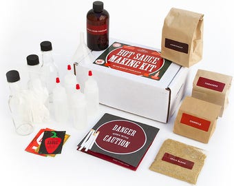 Make Your Own Hot Sauce Kit, Makes 7 Bottles of DIY Hot Sauce, (100% Heirloom Habanero, Ancho, Ghost and Chipotle Peppers) Gift Box