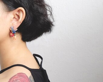 Humming Melody Earrings | HUMMING MELODY , Humming Bird, Handpainted GOODAFTERNINE