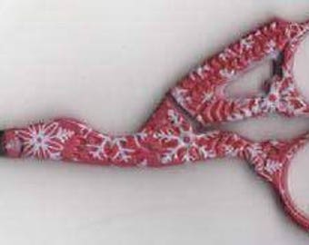 Red OR Blue Snowflake Stork Scissors cross stitch at thecottageneedle.com Christmas