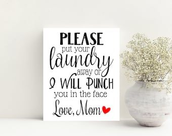 Put Away Your Dishes Or I'll Punch You - Gift For Mom, Personalized Horizontal Poster