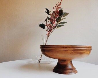 Large Wood Serving Bowl, Large Fruit Bowl, Wood Fruit Bowl, Wood Bowl Stand