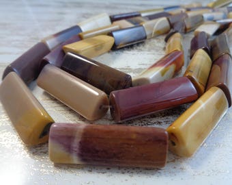 1 Amazing Australian Mookaite Jasper Stone Bead 30x10mm Triangle Tube Focal Bead Large Smooth Polished Orange Yellow White Mookaite #S1448