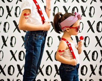 mom and dad temporary tattoos funny mothers day gift cute fake tattoo for kids 2 large red heart tattoos photoshoot prop photographer supply