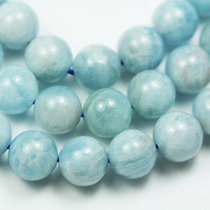 Aquamarine,8mm Round Gemstone beads, One full strand , hole 1mm,16"-GEM1317