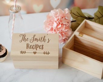 Recipe Box, Custom Engraved Recipe Box, Family Recipe Box, Mother's Day Gift, Grandmas Recipes, Recipe Storage Box, House Warming Gift
