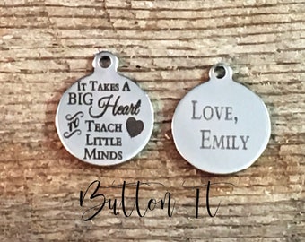 Engrave the BACK of a stainless steel charm on any BUTTONIT order- personalized charm, add a charm, custom charm, personalized jewelry