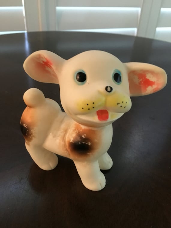 Squeaker Toy Dog with metal squeaker Vintage Rubber stamped