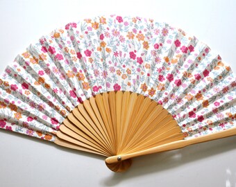 Fabric Small Flower Hand Fan with sleeve - multicolor hand fan,Handheld Folding Fan, Japanese Hand Fan,folding fan