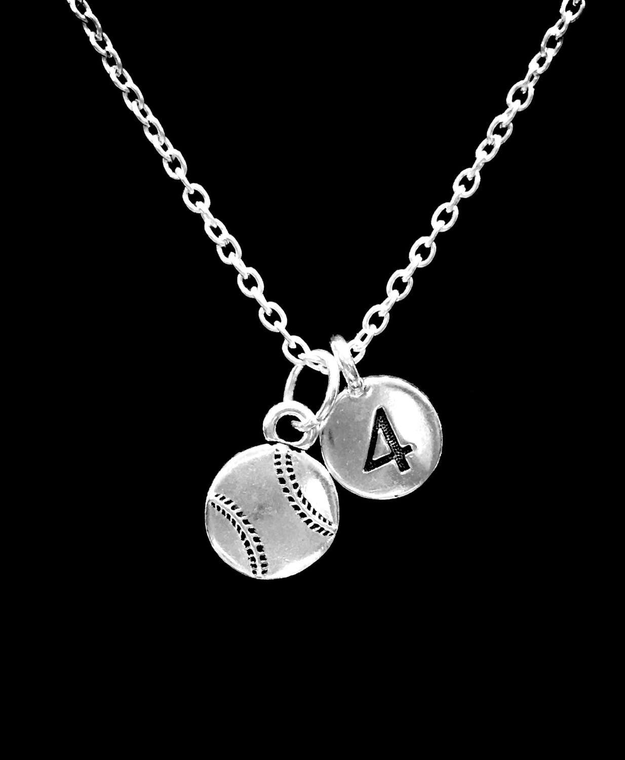 Baseball Number Necklace Softball Necklace Sports Baseball