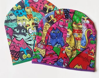 Adult's beanie cats / Slouchy beanie / Ski beanie / Adult beanie/ Colorful hat / Adult knit hat / Women's beanie / Men's beanie / Ski beanie
