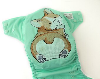 Corgi Butt Embroidered Cloth Diaper