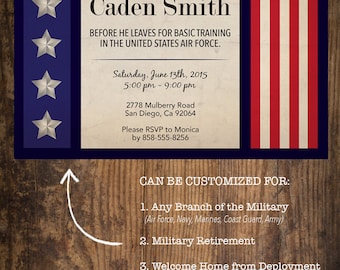 Military Going Away Party Invitation / Deployment Party / Basic Training Party Invitation / Welcome Home Party Invitation / Patriotic